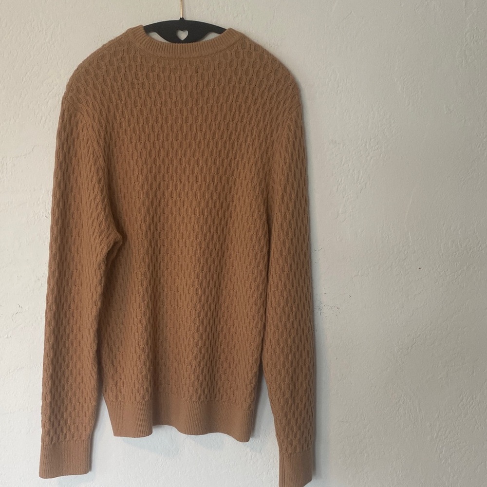 Abercrombie & Fitch Men's Camel Waffle Knit Crewneck Sweater - Picture 5 of 7